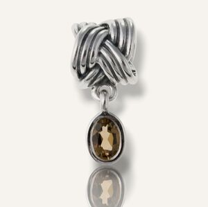 Pandora Sterling Silver Tied Together Dangle Charm With Bear Quartz Retired